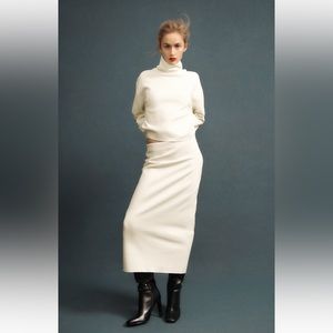 Zara Cream Turtleneck Sweater and Skirt Set